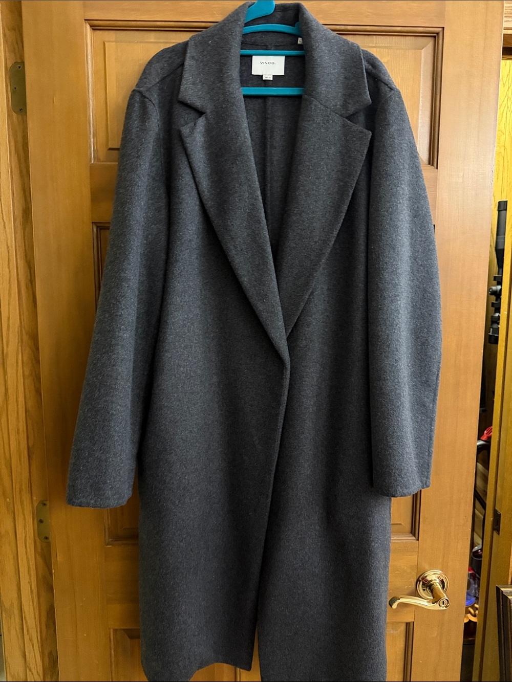Vince Charcoal Gray Wool-Blend Long Coat